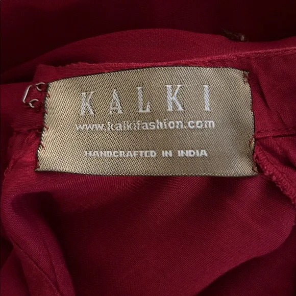 Chic Kalki Lined Long Sleeve Red Pantsuit with Embellishments. - Picture 5 of 5